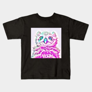Pink baby owl cotton candy style Kids T-Shirt